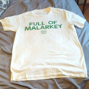 White "Full of Malarkey" Graphic Tee - Green Print